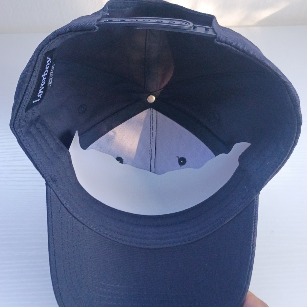Aug11 Loverboy Navy Blue OSFA Snapback Cap Hat 100% Cotton White Lettering - Picture 4 of 7